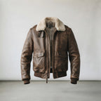 Men's Brown Leather Aviator Bomber Jacket – Classic Flight Style