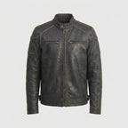 Men's Vintage Distressed Leather Moto Jacket – Rugged Motorcycle Jacket