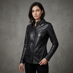 Women's Classic Black Leather Shirt