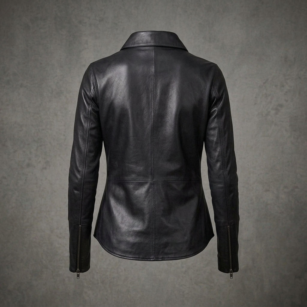 Women's Classic Black Leather Shirt