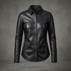 Women's Classic Black Leather Shirt