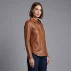 Women's Brown Leather Shirt