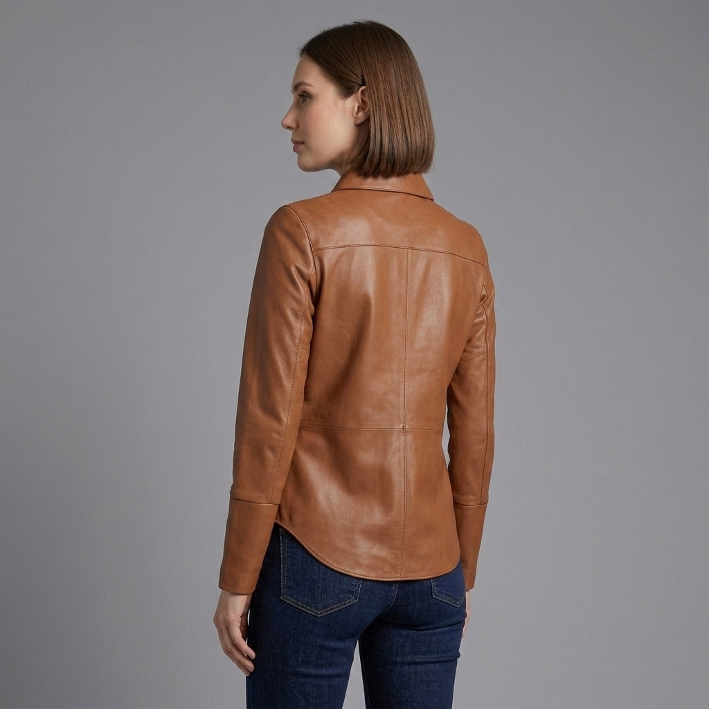 Women's Brown Leather Shirt