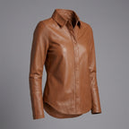 Women's Brown Leather Shirt