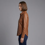 Women's Brown Leather Shirt