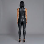Leather Sleeveless Jumpsuit