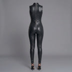 Leather Sleeveless Jumpsuit