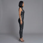 Leather Sleeveless Jumpsuit