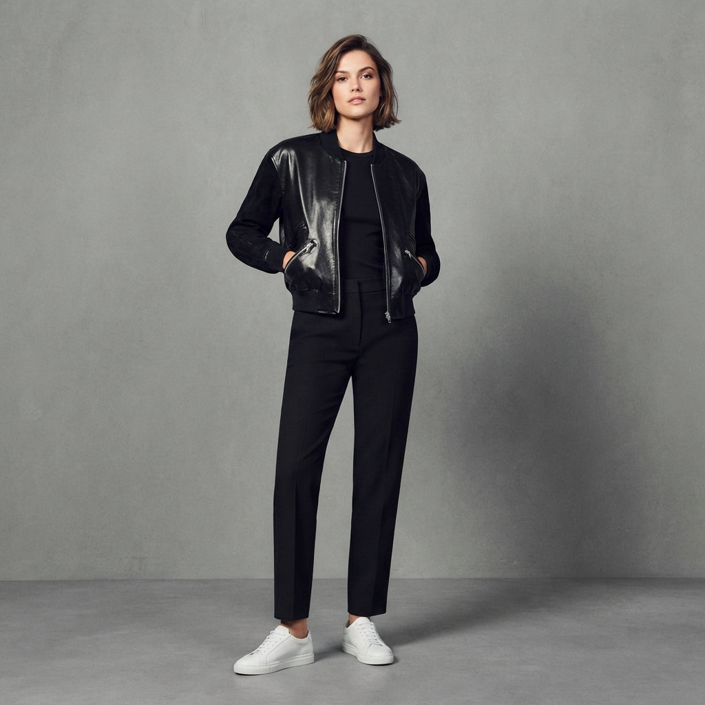 Women's Leather & Suede Bomber Jacket