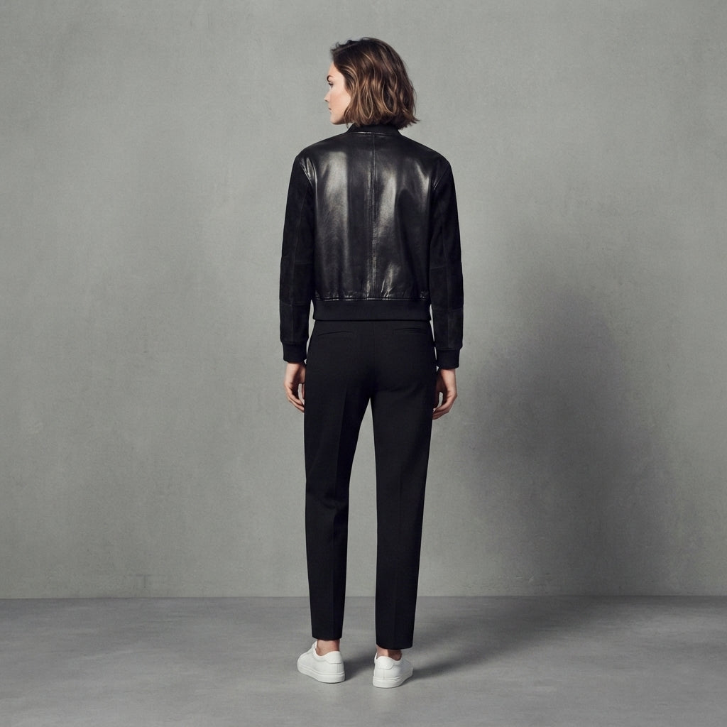 Women's Leather & Suede Bomber Jacket