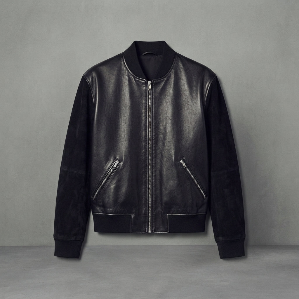 Women's Leather & Suede Bomber Jacket