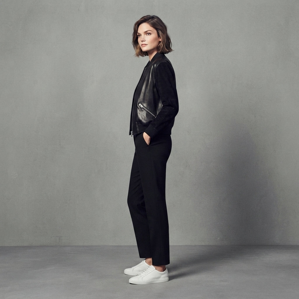 Women's Leather & Suede Bomber Jacket