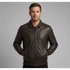 Men's Dark Brown Leather Bomber Jacket – Classic Heritage Flight Style