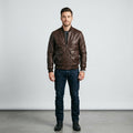 Men's Rich Brown V Leather Flight Jacket – Classic Aviator Bomber Style