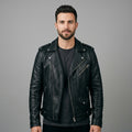 Men's Vintage Leather Jacket – Rugged Motorcycle Rider Style
