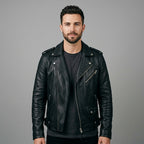 Men's Vintage Leather Jacket – Rugged Motorcycle Rider Style