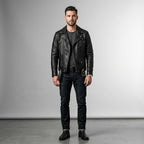 Men's Genuine Leather Moto Jacket Stylish Motorcycle Riding Jacket