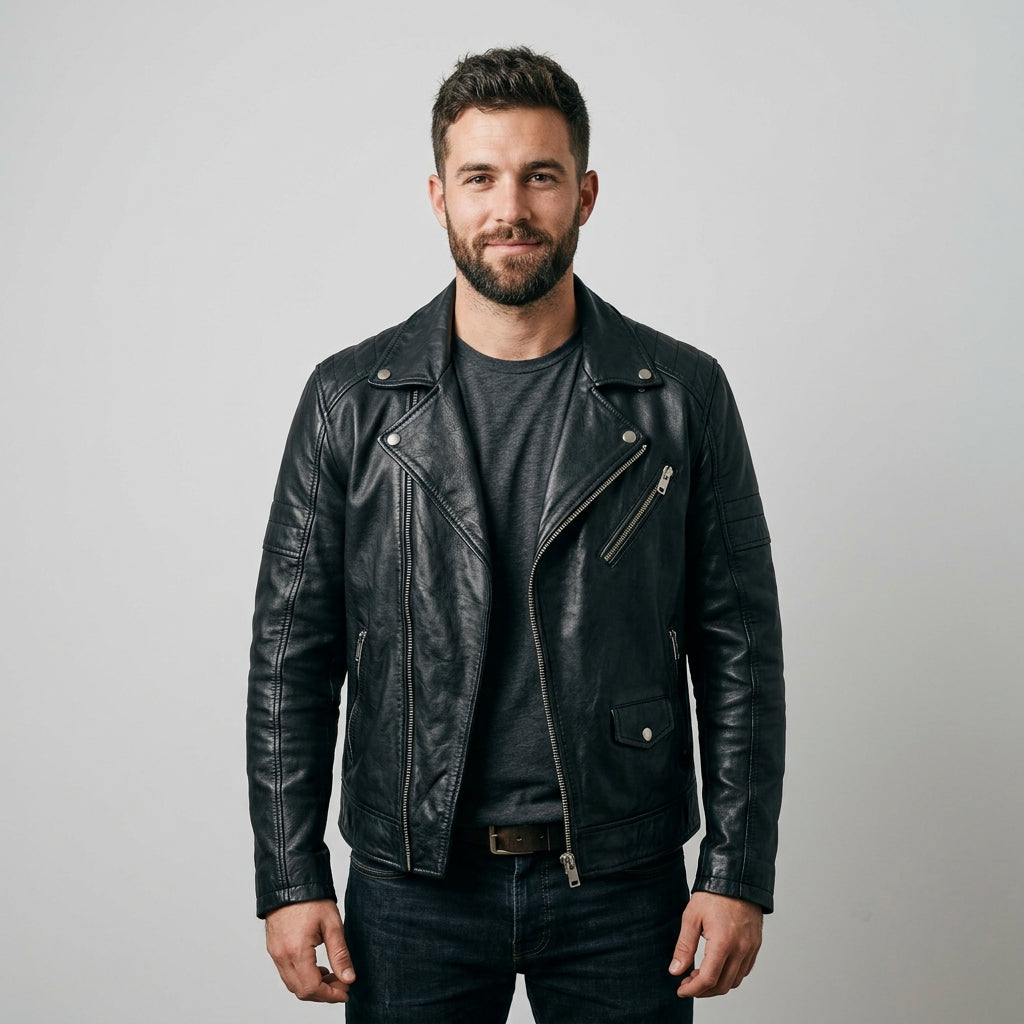 Men's Leather Bomber Jacket – Classic Aviator Flight Style Outerwear