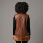 Women's Longline Shearling Leather Vest