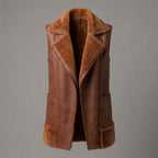 Women's Longline Shearling Leather Vest