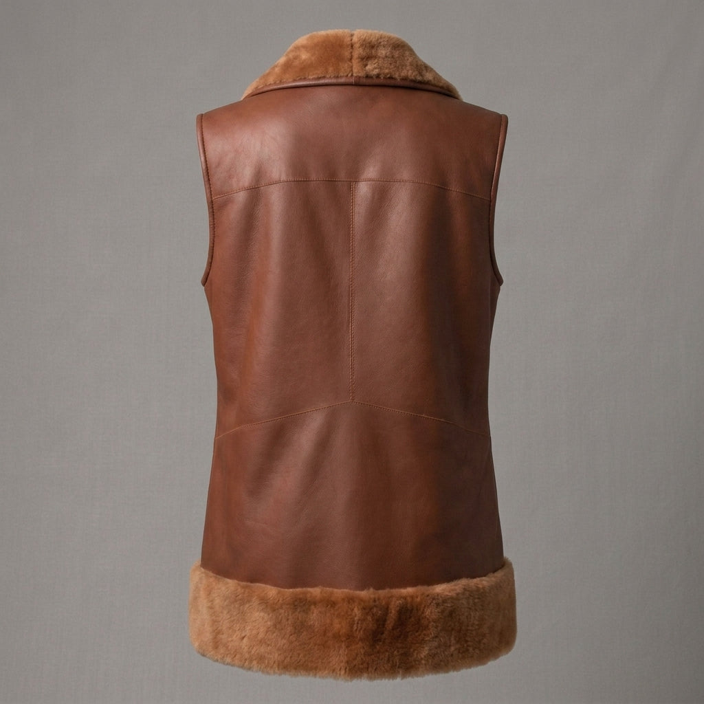 Women's Longline Shearling Leather Vest