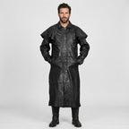 Black Leather Trench Duster Coat – Premium Long Leather Overcoat for Men