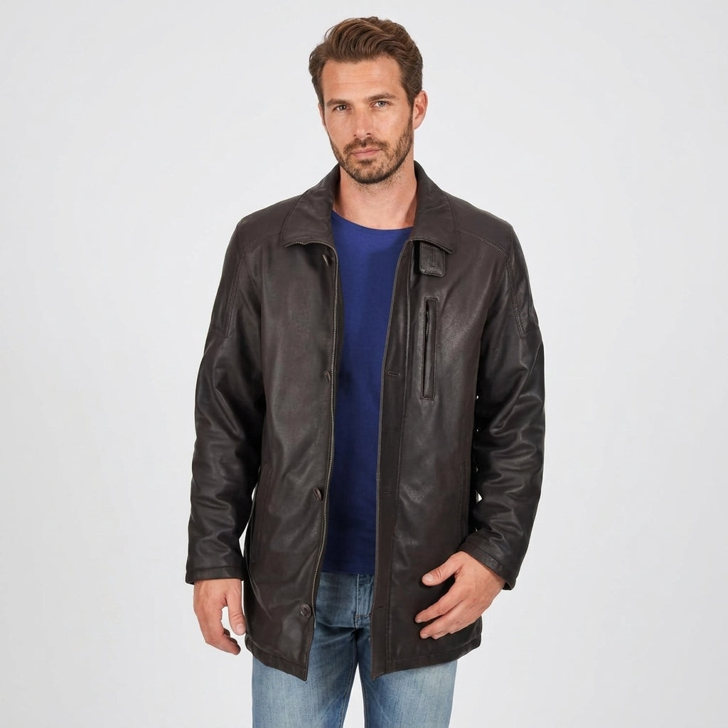 Men's Dark Brown Lambskin Leather Sport Coat