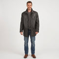 Men's Black Leather Trench Coat