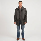 Men's Black Leather Trench Coat