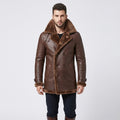 Men's Brown Double-Breasted Sheepskin Shearling Coat