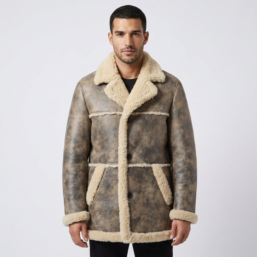 Men's Brown Sheepskin B3 Bomber Coat