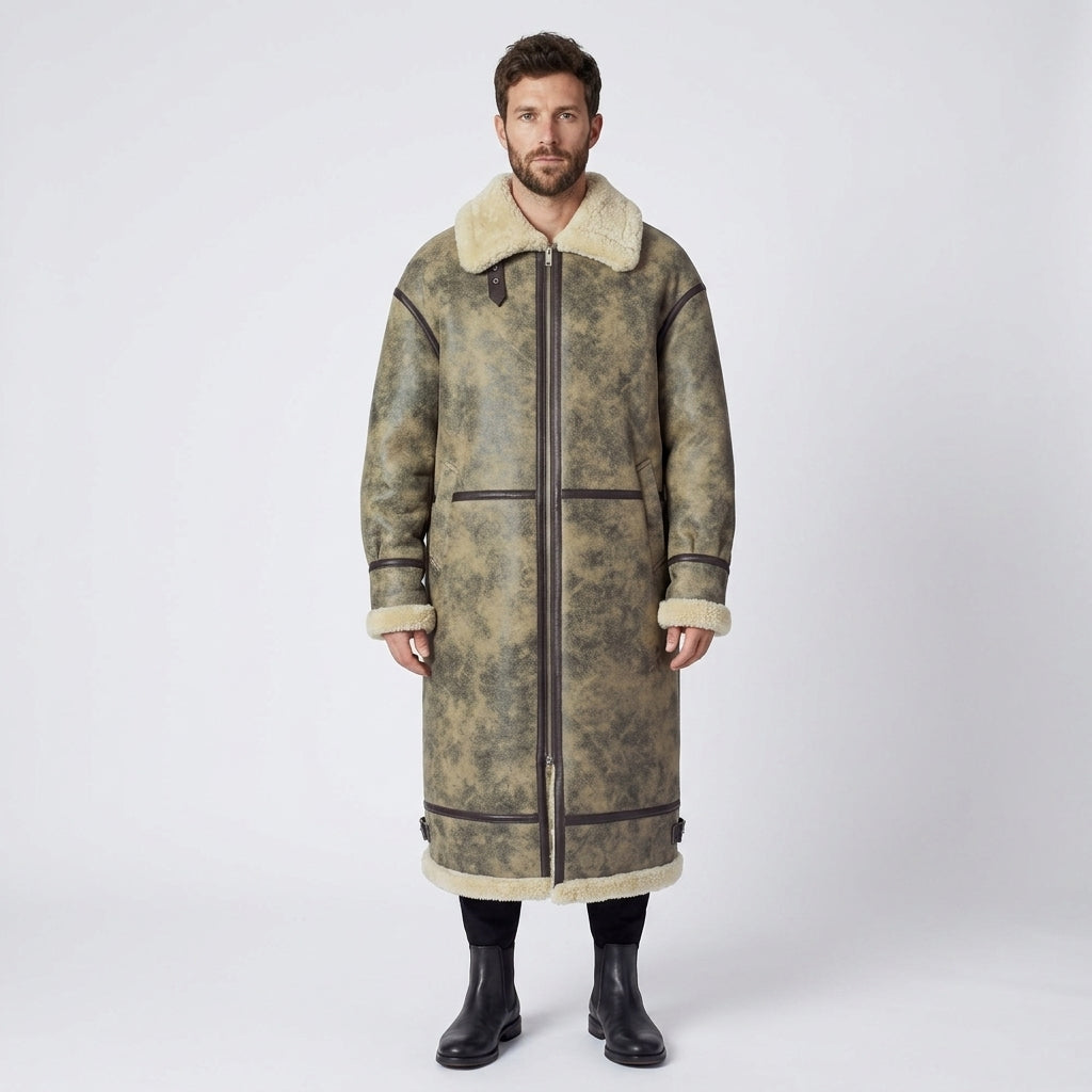 Men's Brown Sheepskin Shearling B3 Bomber Coat