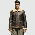 Men's Brown Sheepskin Flight Jacket with Sheepskin Lining