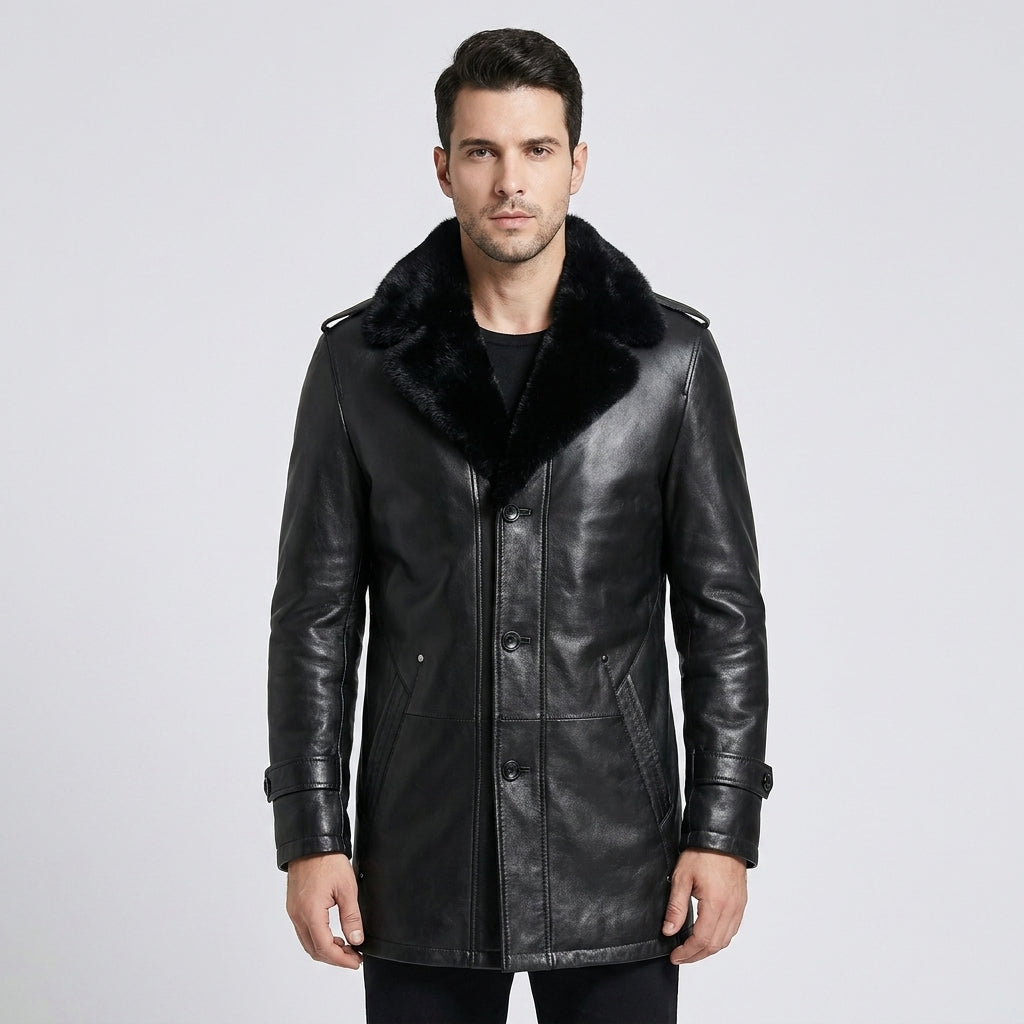 Men's Black Sheepskin Leather Jacket