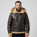 Men's Genuine Shearling Sheepskin Aviator Bomber Leather Jacket
