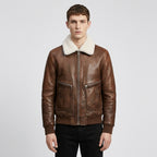 Men's Brown Leather Shearling Jacket – Premium Winter Jacket