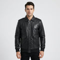 Men's Black Lambskin Leather A-2 Flight Bomber Jacket