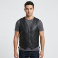 Men's Black Leather Vest Premium Motorcycle Riding Vest