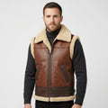 Men's Lambskin Leather Vest Luxury Casual Leather Waistcoat