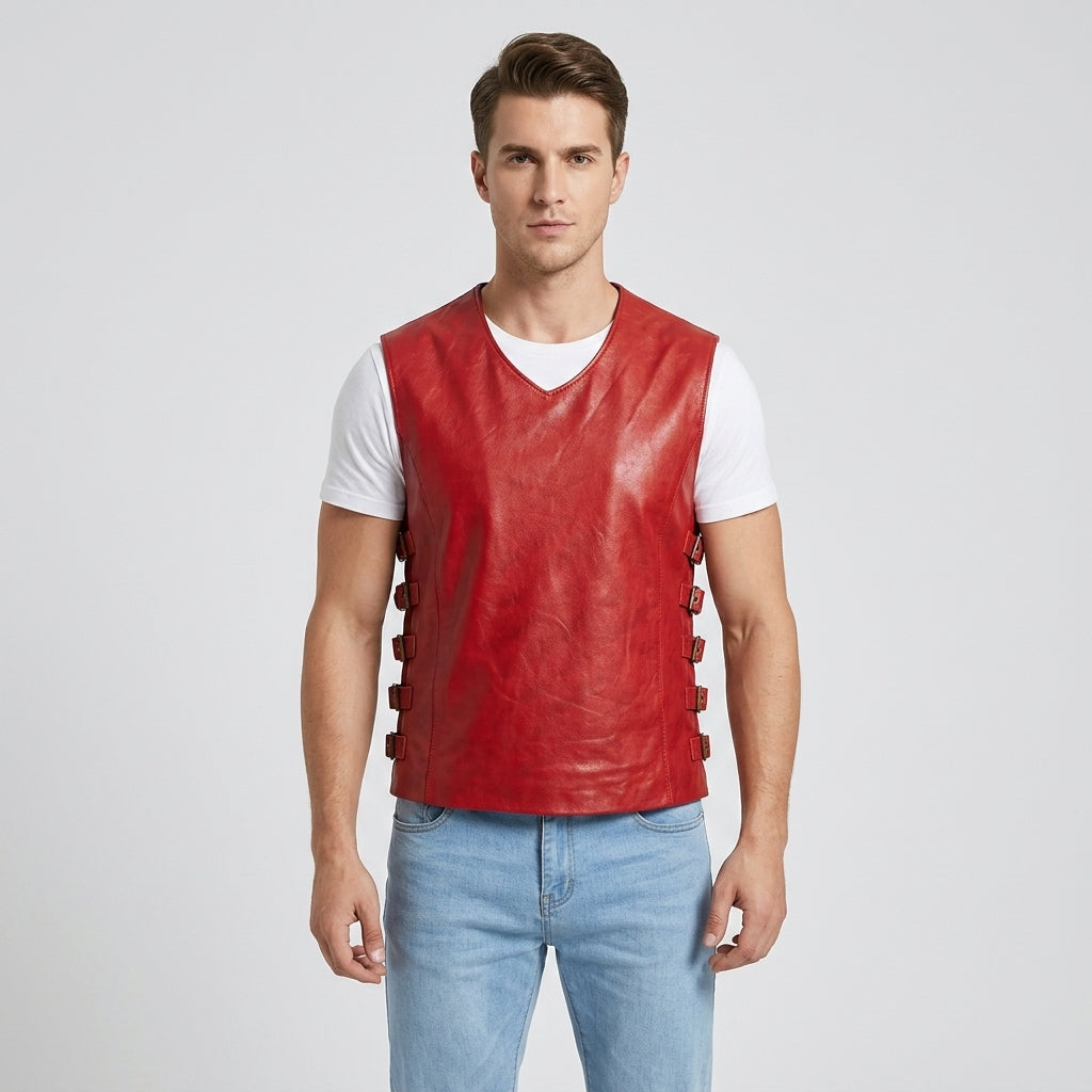Men's Designer Leather Vest Genuine Leather Fashion Waistcoat