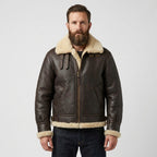Men's Brown B3 Sheepskin Bomber Jacket – Cream Shearling