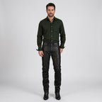 Men's Genuine Leather Pants Premium Slim Fit Biker Trousers