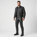Men's Black Leather Pants Classic Motorcycle Riding Trousers