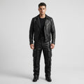 Men's Leather Biker Pants Genuine Motorcycle Riding Trousers