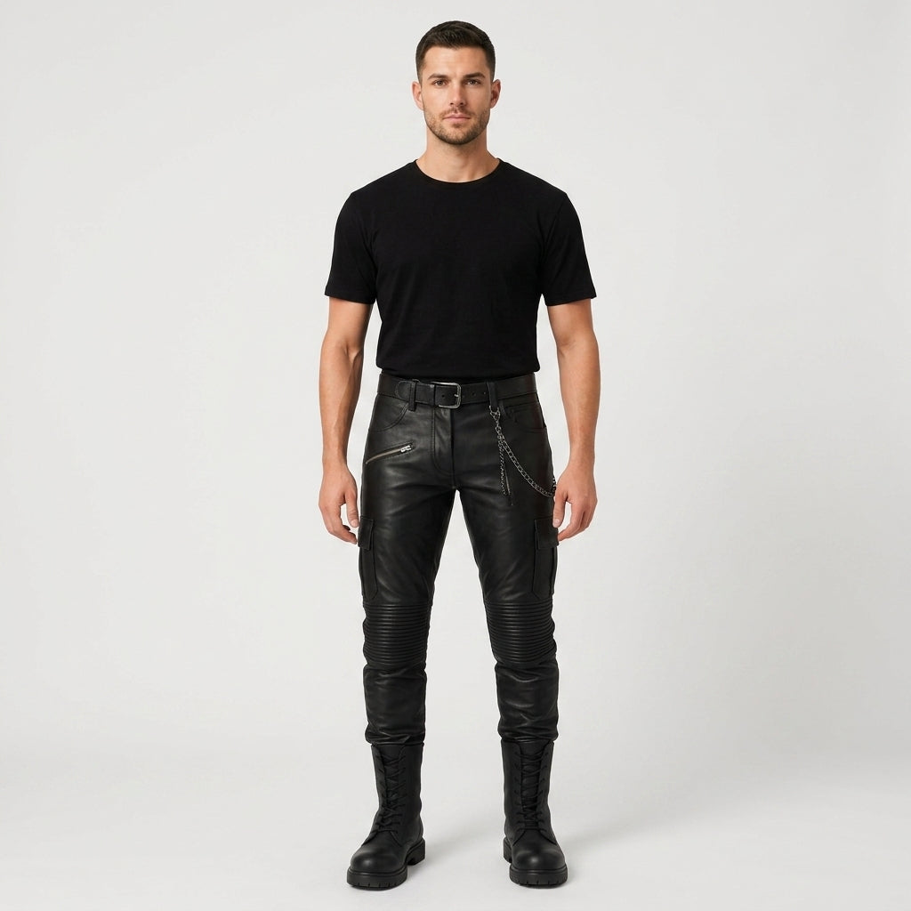 Men's Slim Fit Leather Pants Premium Genuine Leather Jeans