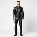Men's Leather Cargo Pants Genuine Leather Utility Trousers