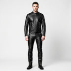 Men's Leather Cargo Pants Genuine Leather Utility Trousers