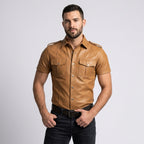 Men's Genuine Leather Shirt Premium Button-Up Leather Overshirt