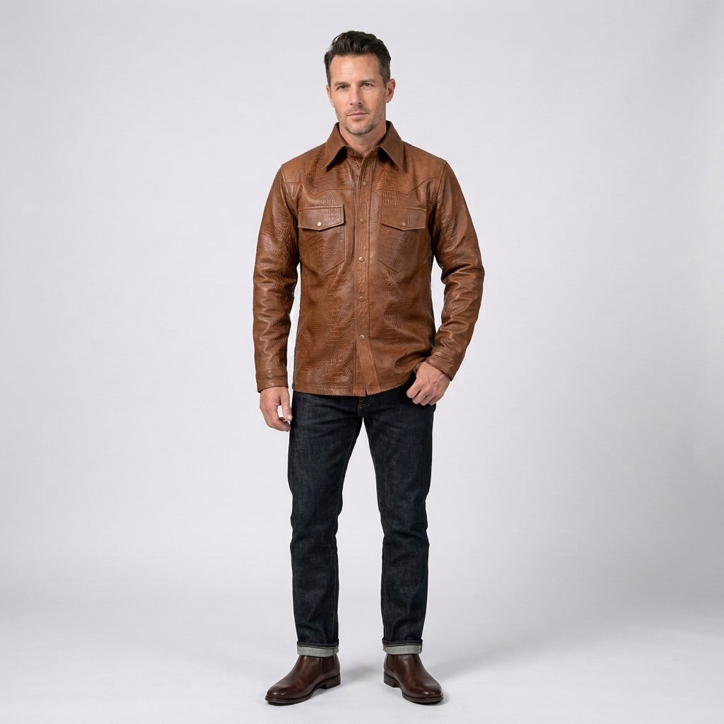 Men's Leather Overshirt Premium Genuine Leather Shacket