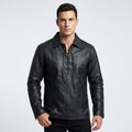 Men's Leather Western Shirt Genuine Snap Button Leather Shirt